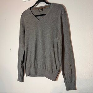 Massimo Dutti V-Neck Sweater Mens Size Medium Cotton Silk Cashmere Elbow Patches